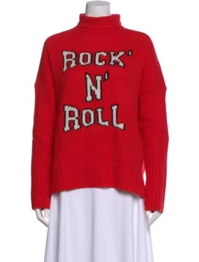 Pre-owned Zadig & Voltaire Cashmere Graphic Print Sweater In Red