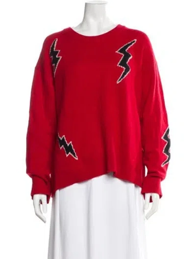 Pre-owned Zadig & Voltaire Cashmere Graphic Print Sweater In Red