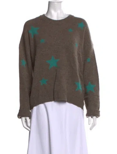 Pre-owned Zadig & Voltaire Cashmere Graphic Print Sweater W/ Tags In Brown