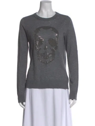 Pre-owned Zadig & Voltaire Cashmere Graphic Print Sweater W/ Tags In Gray