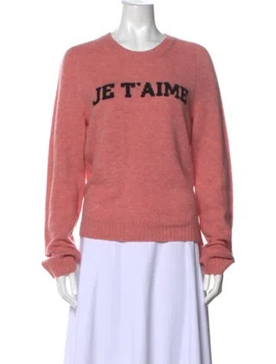 Pre-owned Zadig & Voltaire Cashmere Graphic Print Sweater W/ Tags In Pink
