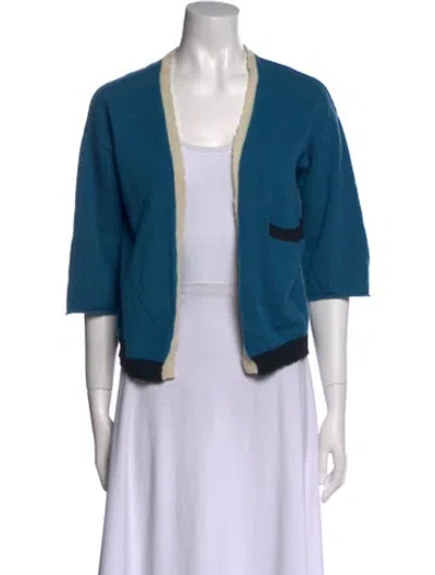 Pre-owned Zadig & Voltaire Cashmere Open Front Sweater In Blue