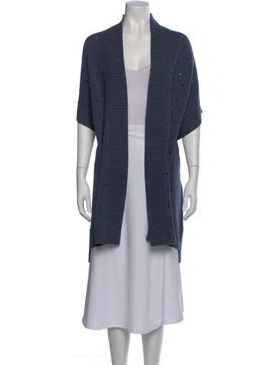 Pre-owned Zadig & Voltaire Cashmere Open Front Sweater In Blue