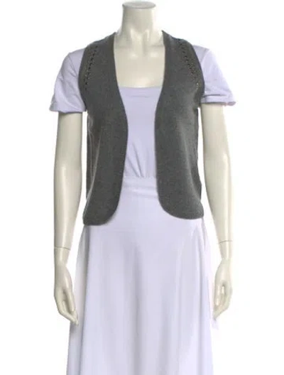 Pre-owned Zadig & Voltaire Cashmere Open Front Sweater In Gray