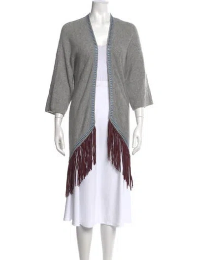 Pre-owned Zadig & Voltaire Cashmere Open Front Sweater In Gray