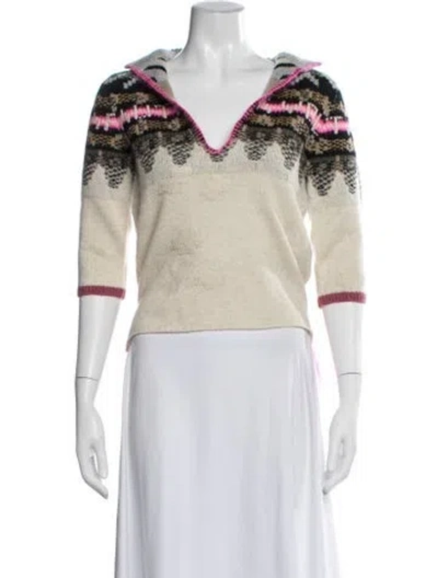 Pre-owned Zadig & Voltaire Cashmere Patterned Sweater W/ Tags In Black/grey/neutrals