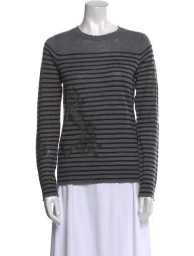 Pre-owned Zadig & Voltaire Cashmere Striped Sweater In Black