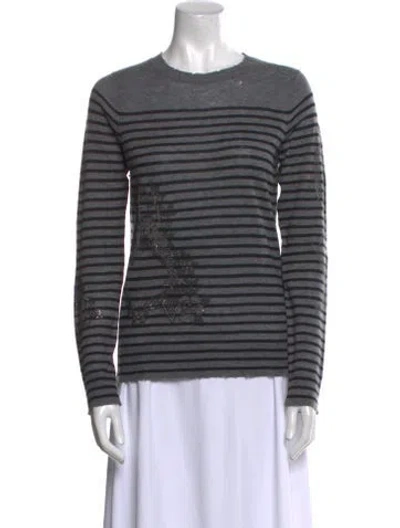 Pre-owned Zadig & Voltaire Cashmere Striped Sweater In Black