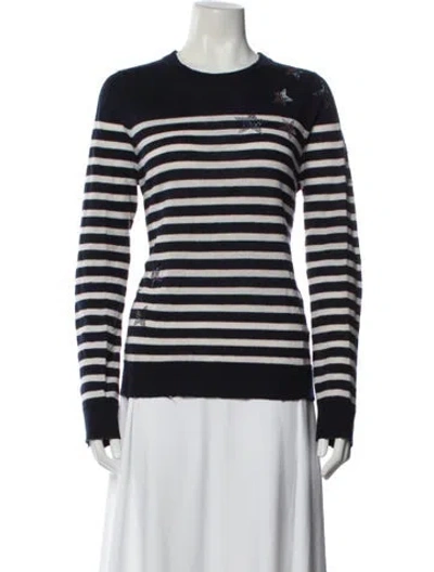 Pre-owned Zadig & Voltaire Cashmere Striped Sweater In Blue
