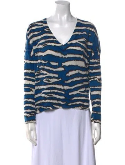 Pre-owned Zadig & Voltaire Cashmere Striped Sweater In Blue