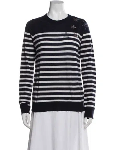 Pre-owned Zadig & Voltaire Cashmere Striped Sweater In Blue