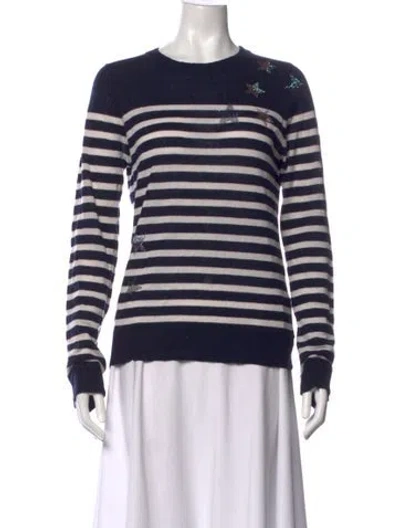 Pre-owned Zadig & Voltaire Cashmere Striped Sweater In Blue