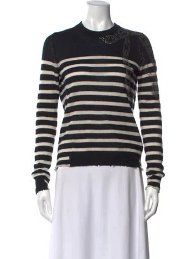 Pre-owned Zadig & Voltaire Cashmere Striped Sweater In Blue