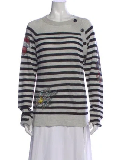 Pre-owned Zadig & Voltaire Cashmere Striped Sweater In Gray