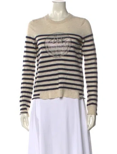 Pre-owned Zadig & Voltaire Cashmere Striped Sweater In Neutral