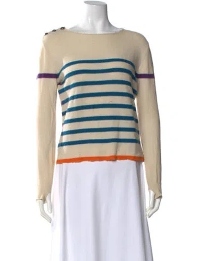 Pre-owned Zadig & Voltaire Cashmere Striped Sweater In Neutral