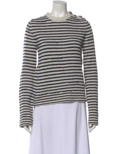 Pre-owned Zadig & Voltaire Cashmere Striped Sweater In White