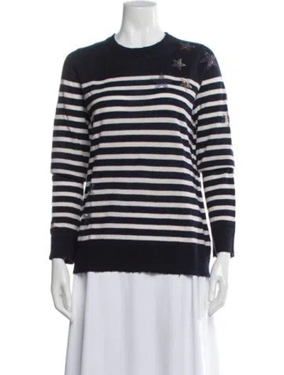 Pre-owned Zadig & Voltaire Cashmere Striped Sweater In White