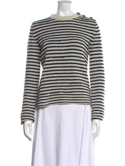 Pre-owned Zadig & Voltaire Cashmere Striped Sweater In White
