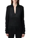 Zadig & Voltaire Sally Cp Strass Cashmere Sweater In Black