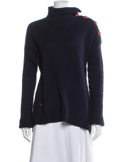 Pre-owned Zadig & Voltaire Cashmere Turtleneck Sweater In Blue