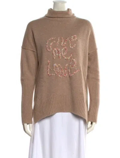 Pre-owned Zadig & Voltaire Cashmere Turtleneck Sweater In Neutral