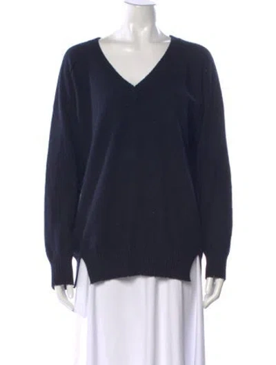 Pre-owned Zadig & Voltaire Cashmere V-neck Sweater In Blue