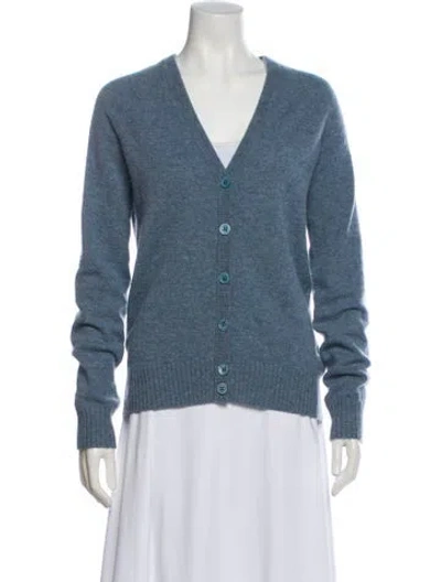 Pre-owned Zadig & Voltaire Cashmere V-neck Sweater In Blue