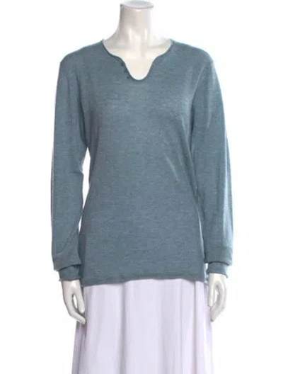 Pre-owned Zadig & Voltaire Cashmere V-neck Sweater In Blue