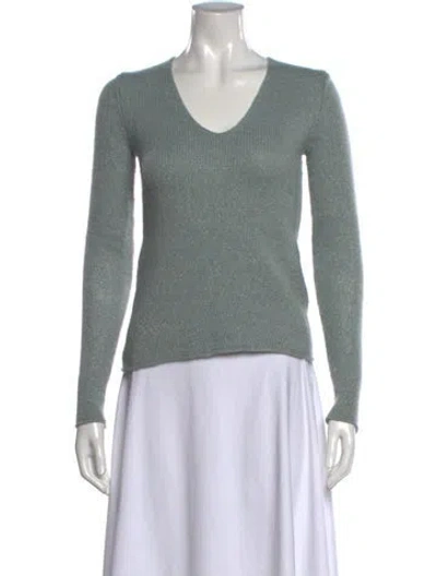 Pre-owned Zadig & Voltaire Cashmere V-neck Sweater In Blue