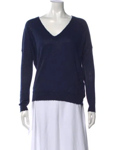 Pre-owned Zadig & Voltaire Cashmere V-neck Sweater In Blue