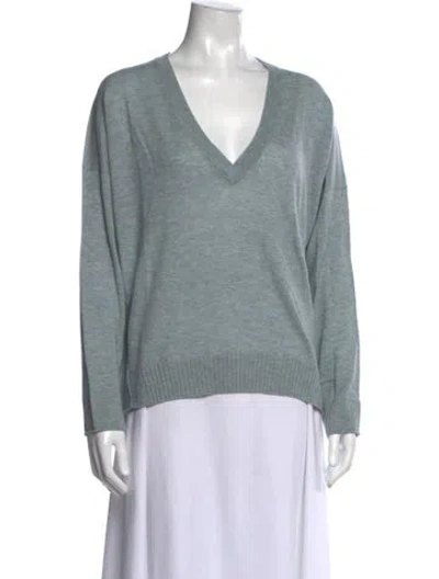 Pre-owned Zadig & Voltaire Cashmere V-neck Sweater In Blue