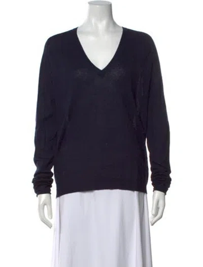 Pre-owned Zadig & Voltaire Cashmere V-neck Sweater In Blue