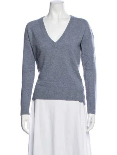 Pre-owned Zadig & Voltaire Cashmere V-neck Sweater In Blue