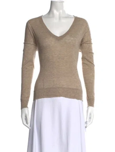 Pre-owned Zadig & Voltaire Cashmere V-neck Sweater In Brown