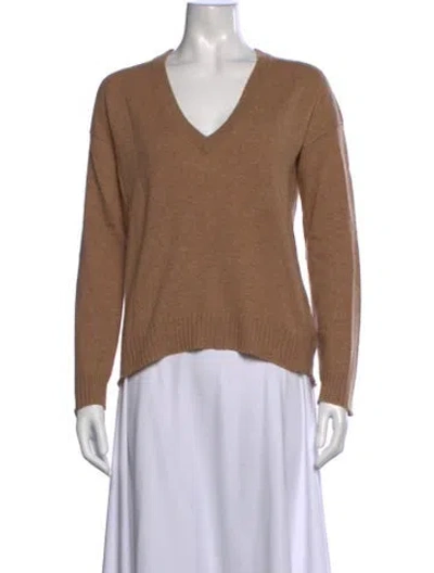 Pre-owned Zadig & Voltaire Cashmere V-neck Sweater In Brown