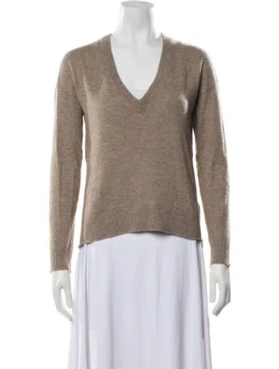 Pre-owned Zadig & Voltaire Cashmere V-neck Sweater In Brown
