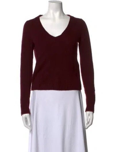 Pre-owned Zadig & Voltaire Cashmere V-neck Sweater In Burgundy
