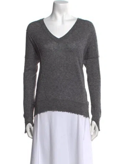 Pre-owned Zadig & Voltaire Cashmere V-neck Sweater In Gray