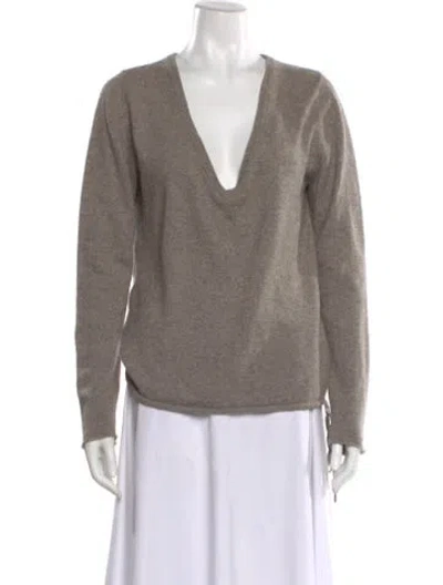 Pre-owned Zadig & Voltaire Cashmere V-neck Sweater In Gray