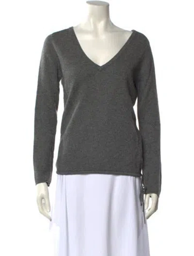 Pre-owned Zadig & Voltaire Cashmere V-neck Sweater In Gray