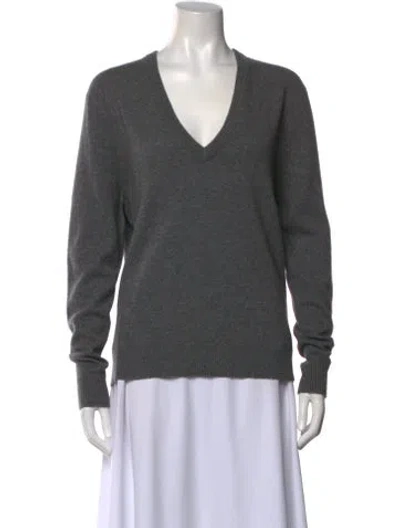 Pre-owned Zadig & Voltaire Cashmere V-neck Sweater In Gray