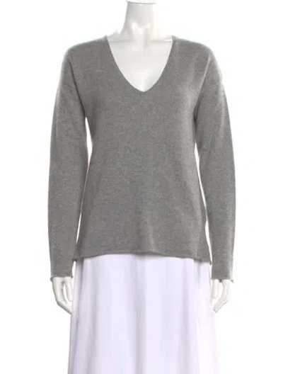Pre-owned Zadig & Voltaire Cashmere V-neck Sweater In Gray