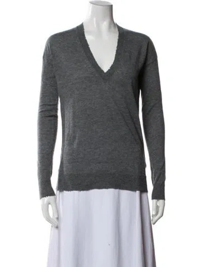 Pre-owned Zadig & Voltaire Cashmere V-neck Sweater In Gray