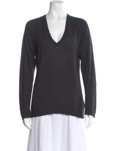 Pre-owned Zadig & Voltaire Cashmere V-neck Sweater In Gray