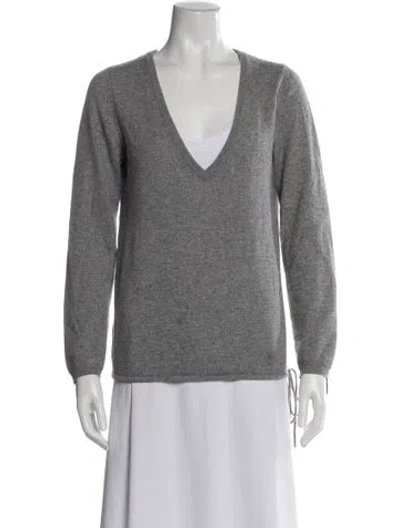 Pre-owned Zadig & Voltaire Cashmere V-neck Sweater In Gray
