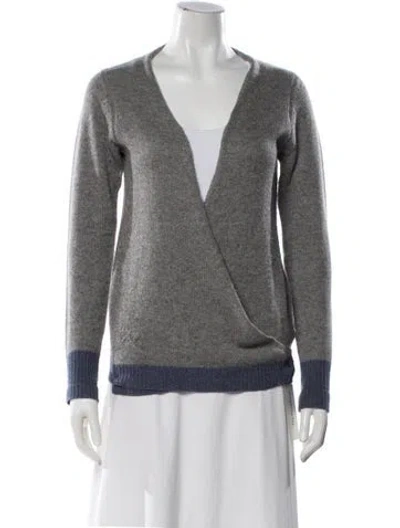 Pre-owned Zadig & Voltaire Cashmere V-neck Sweater In Gray