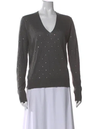 Pre-owned Zadig & Voltaire Cashmere V-neck Sweater In Gray