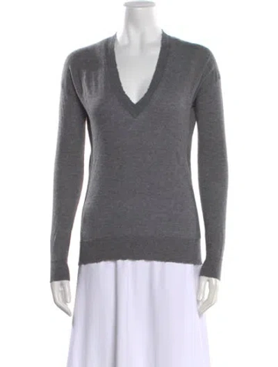 Pre-owned Zadig & Voltaire Cashmere V-neck Sweater In Gray