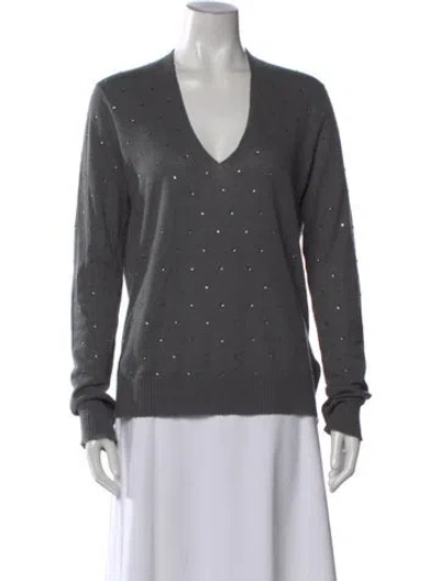 Pre-owned Zadig & Voltaire Cashmere V-neck Sweater In Gray